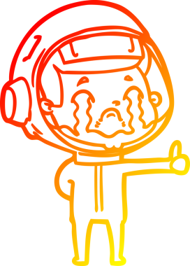 Bir insan tarafından çizilmiş, ağlayan bir astronotun sıcak çizgi çizimi