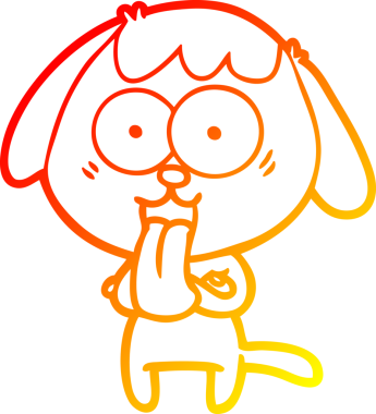 Bir insan tarafından çizilmiş sevimli bir köpeğin sıcak çizgi çizgisi.