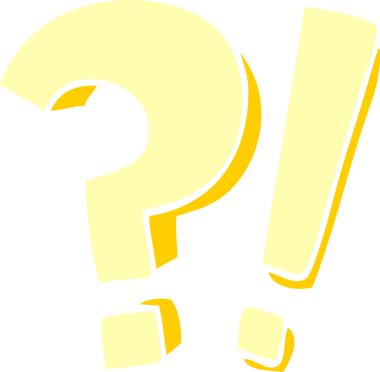 karikatür karalama soru işareti ve bir insan tarafından çizilmiş ünlem işareti