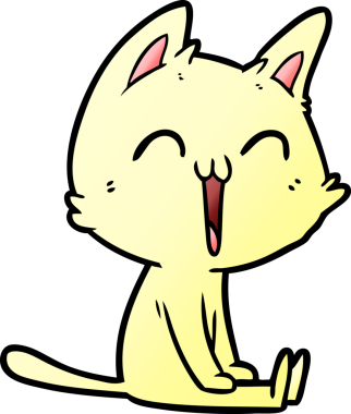 Bir insan tarafından çizilmiş mutlu çizgi film kedisi.