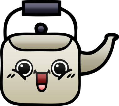 Bir insan tarafından çizilmiş gölgeli bir çaydanlık karikatürü