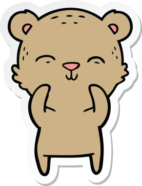 Bir insan tarafından çizilmiş mutlu çizgi film ayısının çıkartması.