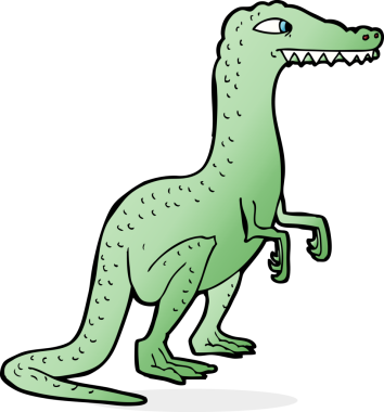 Bir insan tarafından çizilmiş karikatür dinozor.