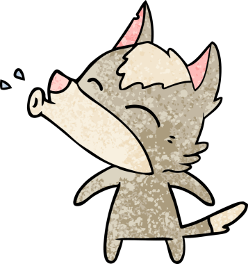 Bir insan tarafından çizilmiş uluyan kurt çizgi filmi.