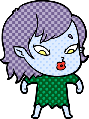 Bir insan tarafından çizilmiş şirin vampir kız çizgi filmi.