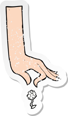 Bir insan tarafından çizilmiş çiçekleri toplayan bir çizgi filmin gerilimli yapıştırması.