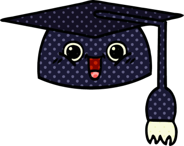 Bir insanın çizdiği mezuniyet şapkasının çizgi filmi.