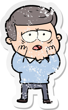 Bir insan tarafından çizilmiş yorgun bir çizgi filmin sıkıntılı çıkartması.