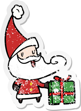 Bir insan tarafından çizilmiş karikatür Noel Baba etiketi.