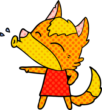 Bir insan tarafından çizilmiş tilki çizgi film karakteri