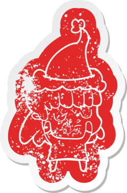 Garip bir çizgi film, ilgisiz bir kadının Noel Baba şapkası takmasının sıkıntılı bir çıkartması.