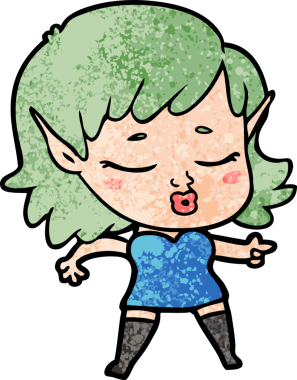 Bir insan tarafından çizilmiş güzel elf kızı.