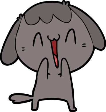 Bir insan tarafından çizilmiş şirin bir çizgi film köpeği.