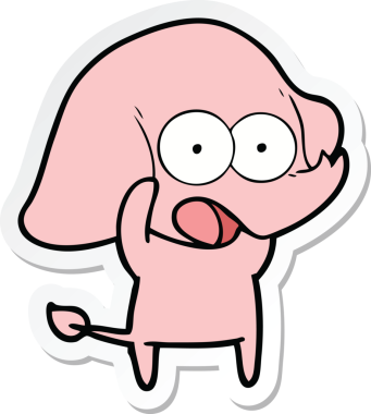 Bir insan tarafından çizilmiş şirin bir fil çıkartması.