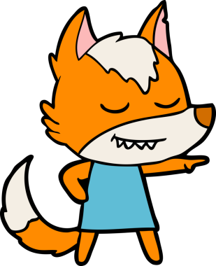 Bir insan tarafından çizilmiş tilki çizgi film karakteri