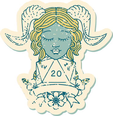 Retro Dövme Biçimi Bir insan tarafından çizilmiş doğal 20 D20 rulo ile sıralanır