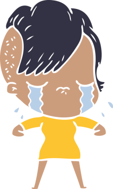 Bir insan tarafından çizilmiş düz renkli karikatür.