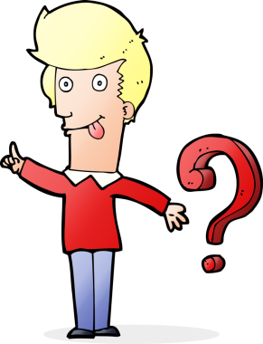 Bir insan tarafından çizilmiş sorusu olan heyecanlı bir adam.