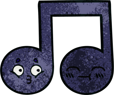 Bir insan tarafından çizilmiş müzikal notanın retro grunge desen karikatürü