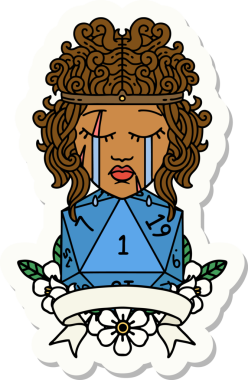 Bir insan tarafından çizilmiş doğal bir rulo ile ağlayan bir insan barbarının çıkartması.