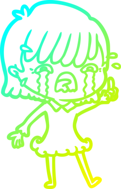 Bir insan tarafından çizilmiş ağlayan bir çizgi film kızı çizimi.