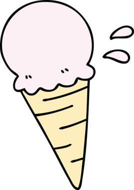 Bir insan tarafından çizilmiş garip vanilyalı dondurma.