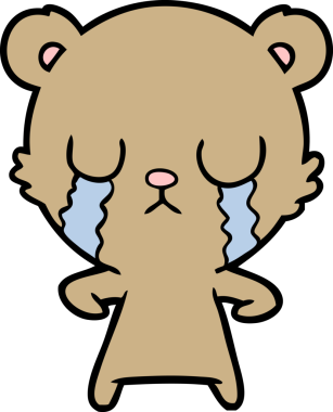 Bir insan tarafından çizilmiş ağlayan çizgi film ayısı.