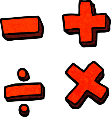 Bir insan tarafından çizilmiş grunge desenli karikatür matematik sembolleri