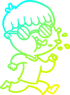 Gözlük takan ve koşan bir insan tarafından çizilen çizgi film karakteri.