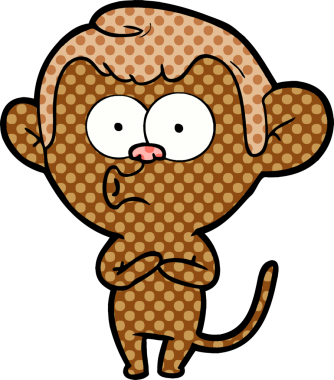 Bir insan tarafından çizilmiş korna çalan maymun.