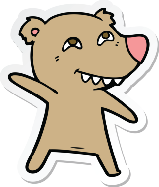 Bir insan tarafından çizilmiş bir ayı çizgi filminin çıkartması.