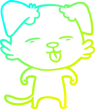 Bir insan tarafından çizilmiş bir çizgi film köpeğinin soğuk çizgi çizimi.