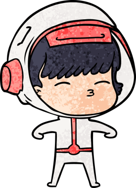 Bir insan tarafından çizilmiş meraklı astronot çizgi filmi.