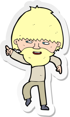 Çizgi film sakallı bir adamın çıkartması bir insan tarafından çizilmiş.