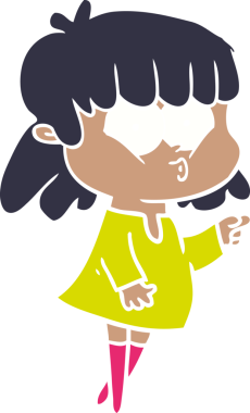 Bir insan tarafından çizilmiş düz renkli bir karikatür.