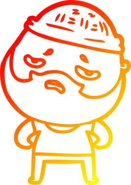 İnsan tarafından çizilmiş sakallı, endişeli bir çizgi film karakteri.