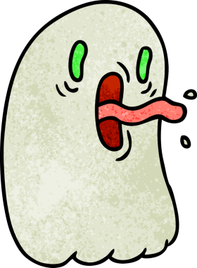 Bir insan tarafından çizilmiş kawai korkunç hayaletinin serbest çizimi.