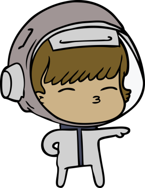 Bir insan tarafından çizilmiş meraklı astronot çizgi filmi.