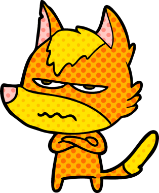 Bir insan tarafından çizilmiş kızgın tilki çizgi film karakteri