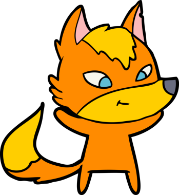 Bir insan tarafından çizilmiş tilki çizgi film karakteri