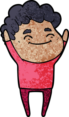 Bir insan tarafından çizilmiş çizgi film dostu bir adam.