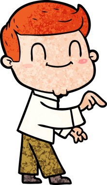 Bir insan tarafından çizilmiş çizgi film dostu bir adam.