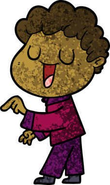 Bir insan tarafından çizilmiş gülen karikatür adam.