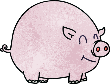 Bir insan tarafından çizilmiş garip bir çizgi film domuzu.