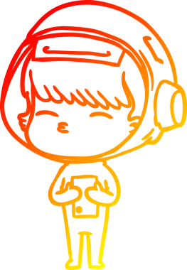 Bir insan tarafından çizilen çizgi film meraklısı astronotun sıcak gradyan çizimi