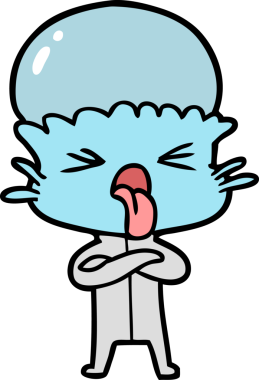 Bir insan tarafından çizilmiş iğrenç bir çizgi film uzaylısı.