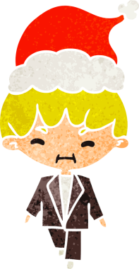 Bir insan tarafından çizilmiş Kawai çocuğunun Noel karikatürü.