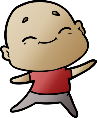 Bir insan tarafından çizilmiş mutlu, kel adam.