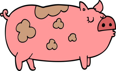 Bir insan tarafından çizilmiş çizgi film domuzu.