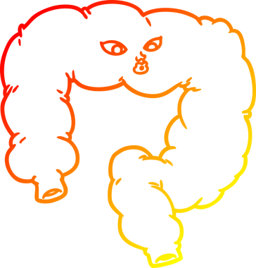 Bir insan tarafından çizilmiş kalın bağırsağın sıcak çizgi çizimi